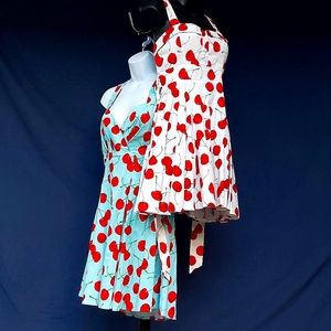 IxiA -Bundle- Blue w/ Red Cherry Print Medium - White w/ Red Cherry Print Small